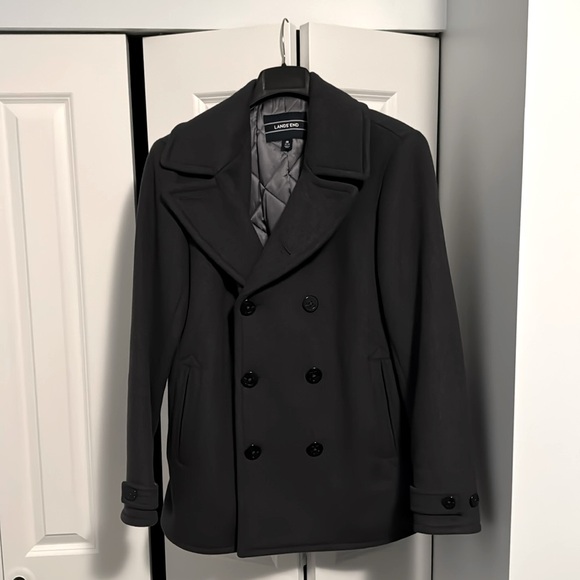 Lands End Wool Peacoat Medium Grey - Picture 1 of 4